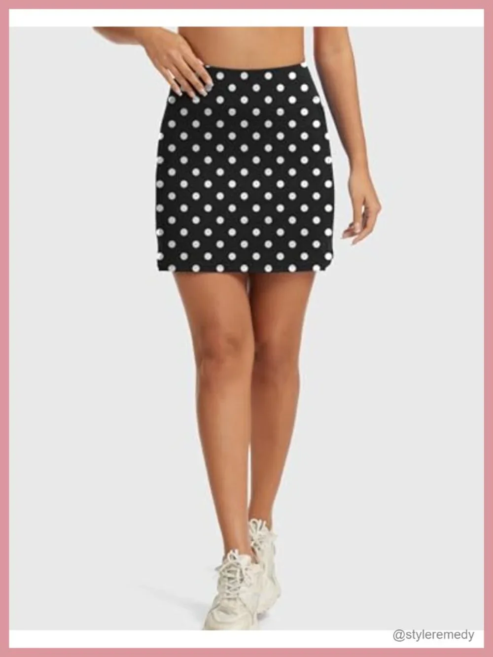High Waisted Tennis Skort with Built-in Shorts, Pockets & Side Slit - Rayon